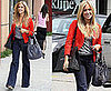 Kristin Cavallari Strolls LA Wearing Red Blazer and Wide Leg Jeans