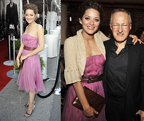 French Actress Marion Cotillard in Pink Strapless Christian Dior Dress at The Public Enemies Premiere in Chicago