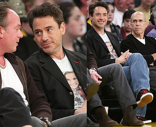 Photos of Robert Downey Jr., John Stamos, Denzel Washington, Adam Levine at Lakers Game in LA