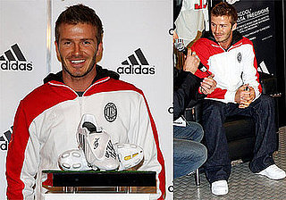 Photos of David Beckham Meeting Manchester United and at Adidas Store in Milan