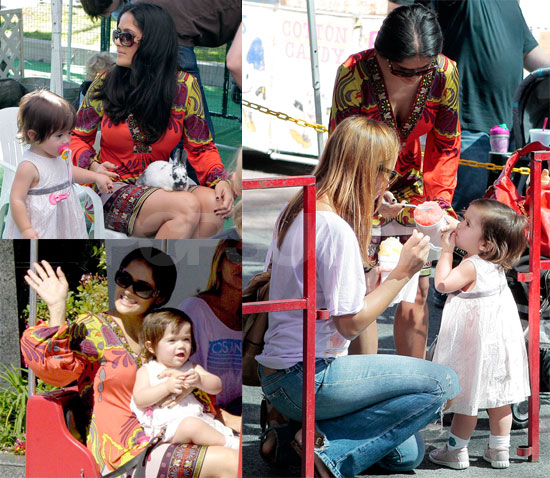 Salma and Valentina Petting Animals in LA
