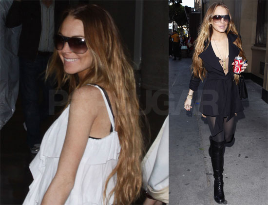 Lindsay Lohan in LA, Car Banged Up
