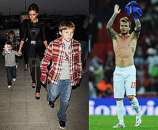 Photos of David Beckham, Victoria Beckham, Brooklyn Beckham, Romeo Beckham, Cruz Beckham at Wembley Stadium in London