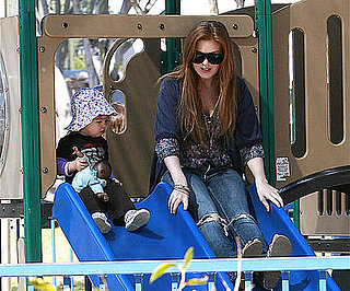 Photo of Isla Fisher and Olive Cohen on the Slides Together at an LA Park