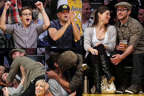 Photos of Leonardo DiCaprio, Kevin Connolly, Justin Timberlake and Jessica Biel Kissing at the Lakers Game