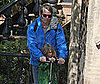 Photo of Matthew Broderick and James Wilkie Heading to School
