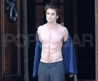 Slide Photo of Shirtless Robert Pattinson On the Set of New Moon in Italy