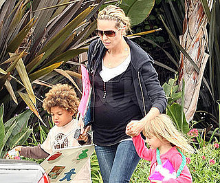 Photo Slide of Pregnant Heidi Klum with Kids Henry and Leni Leaving Pre-School in LA