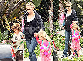 Photos of Pregnant Heidi Klum with Kids Henry and Leni Leaving Preschool in LA