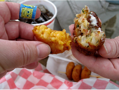 Deep Fried Tater-Tots And Mac and Cheese On A Stick Deep Fried Tater-Tots And Mac and Cheese On A Stick