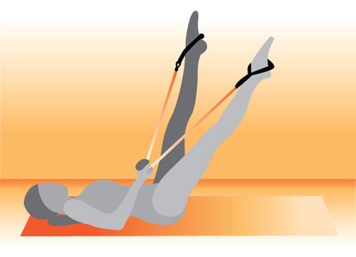 Multitasking Move: Resistance Band Flutter Kicks