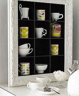 Re-Use Old CD Shelves as Kitchen Shelving for Mugs and Glasses