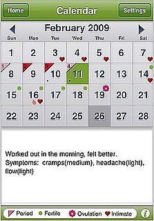 Period Tracker App For the iPhone Tracks Womens' Menstruation