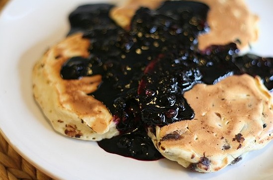 Recipe for Chocolate Chip Pancakes With Blueberry Syrup Recipe for Chocolate Chip Pancakes With Blueberry Syrup