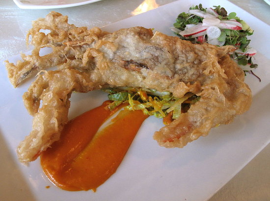 Tempura Soft-Shell Crab, Avocado and Radish Salad, Sea Salt Cashews
