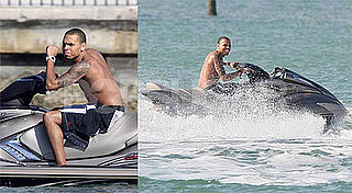 Photos of Chris Brown Jet Skiing While in Miami With Rihanna