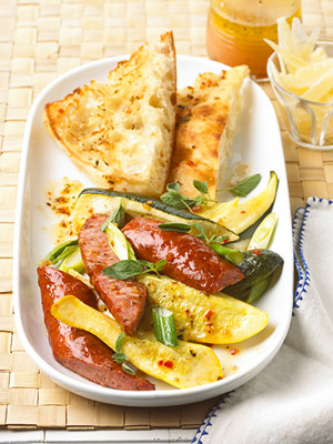Fast & Easy Dinner: Sausage and Summer Squash Fast & Easy Dinner: Sausage and Summer Squash
