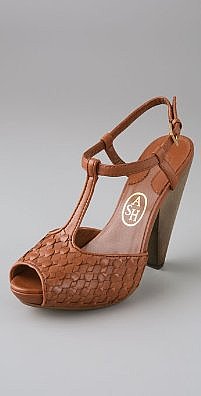 Ash Ozzy T Strap Sandals on Wooden Heel
