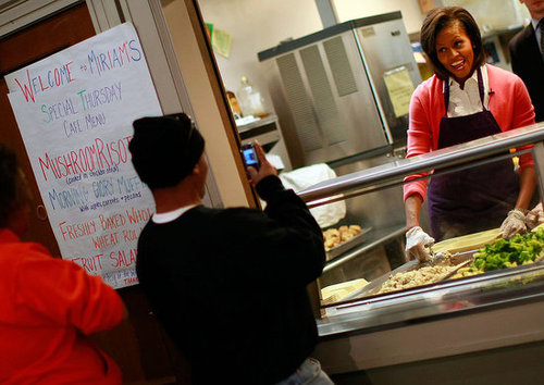 Michelle Obama Volunteers at DC Soup Kitchen