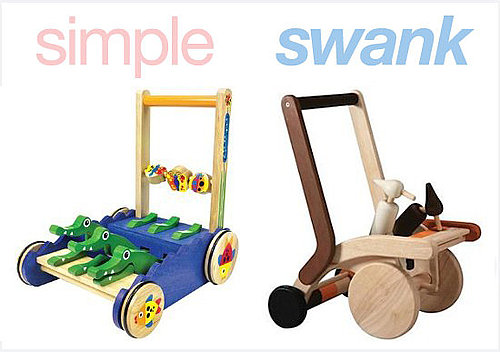 Inexpensive and Expensive Versions of Wooden Baby Walkers