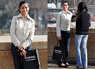 Freida Pinto in Paris with Chanel Bag