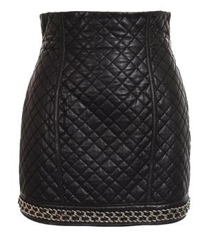 Black Quilted Leather Skirt