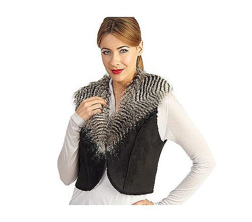 Rachel Zoe Faux Shearling Vest with Faux Fox Collar - QVC.com - $79.50