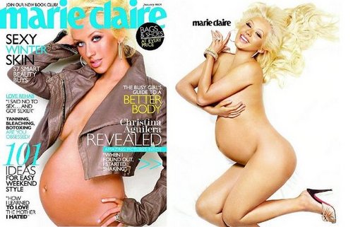 Christina Aguilera Pulls A Britney And "Bares" Her Pregnant Body For Marie Claire
