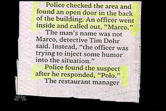 A Game of Marco Polo Results in an Arrest