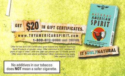 Rant on American Spirit Cigarette Company Direct Marketing Campaign