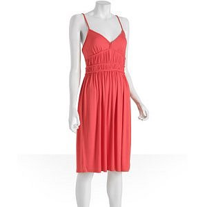Bluefly Design History deep coral jersey braided tank dress