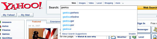 Yahoo! Rolls Out Suggestive Search 