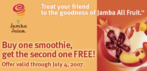 Buy One Jamba Juice Smoothie, Get One Free!