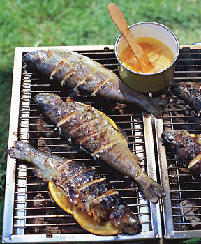 Sunday BBQ: Grilled Striped Bass with Orange-Saffron Butter