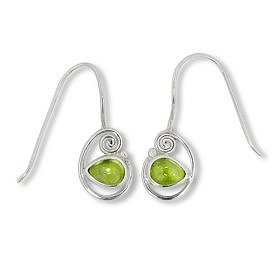 $35.00: Sterling Silver Cabachon Peridot Dangle Earrings by Sajen: Jewelry & Watches