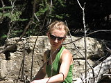 Hikin through trees.