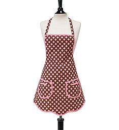 Jessie Steele Brown with Pink Polka Dots Bib Apron