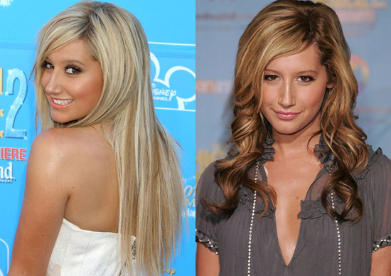 Back in August Ashley Tisdale had bright blond and highlighted hair at the 