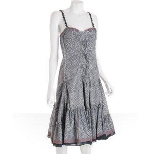 Tocca slate polka dot voile ruffle trim tiered 