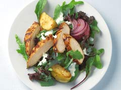 BBQ Chicken with Grilled Apples and Salad