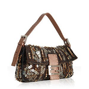 Fendi rose pebbled leather embellished baguette