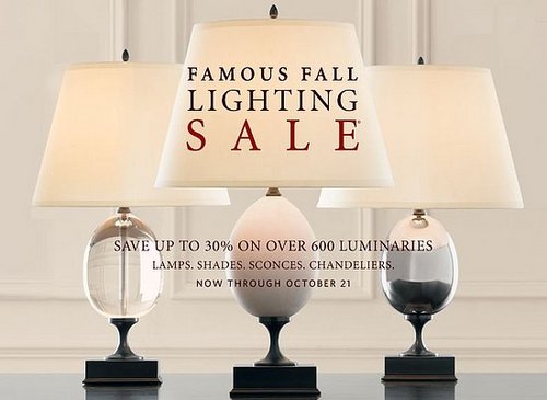 Sale Alert: Restoration Hardware Fall Lighting Sale 