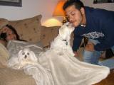 My 4 best friends: My mom, My boyfriend, my Baby Bentley (kissing his daddy), and my princess Roxie.