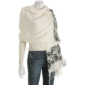 Elizabeth Gillet ivory floral lace 'Isolde' wrap