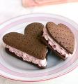 Heart Shaped Chocolate Strawberry Ice Cream Sandwiches