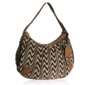Bluefly - Hype brown swirl print corduroy 'Causeway' hobo