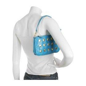Amazon.com: Ani turquoise leather studded clutch: Apparel